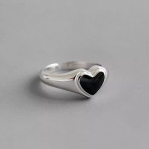 NEW | Onyx Heart 925 Sterling Silver Ring